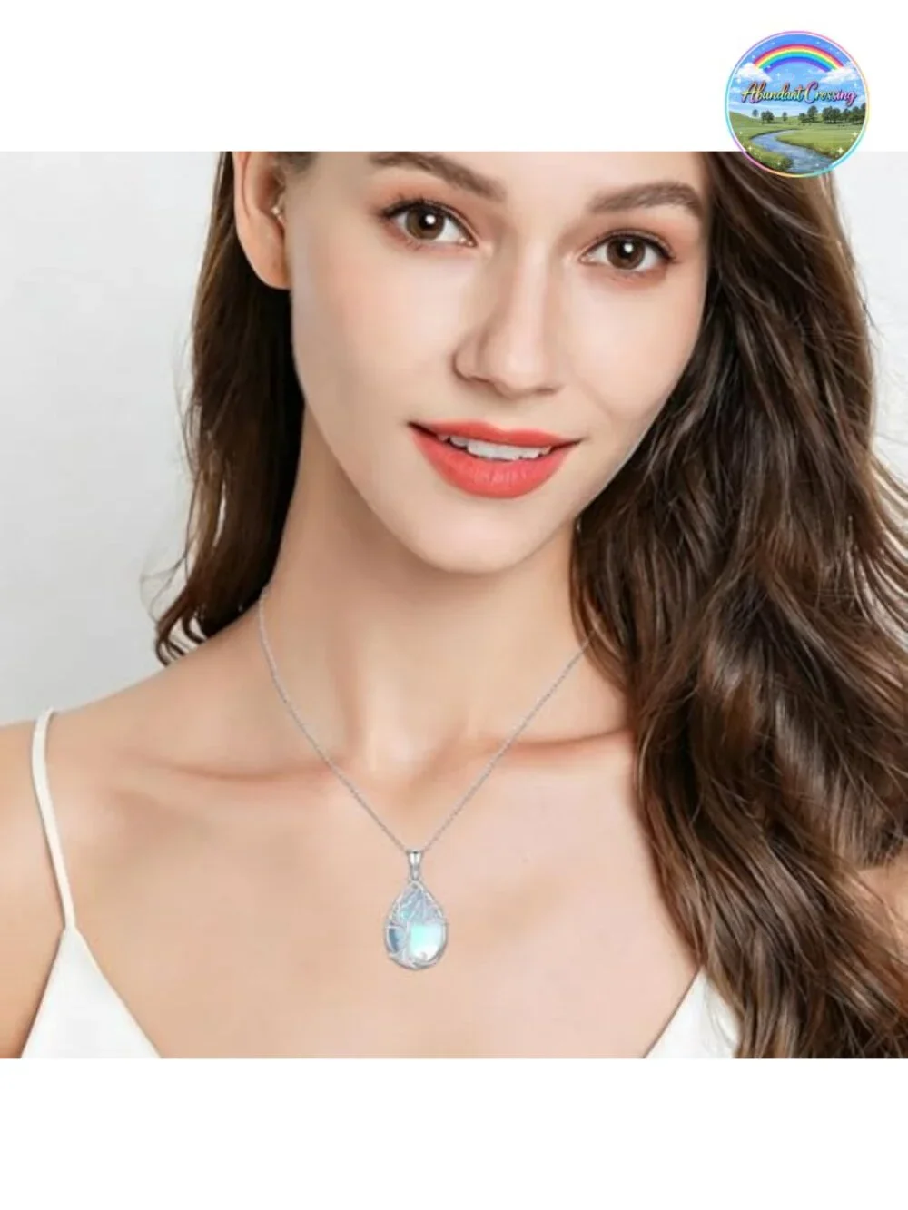 Sterling Silver Tree of Life Pendant Necklace with Moonstone, Hypoallergenic